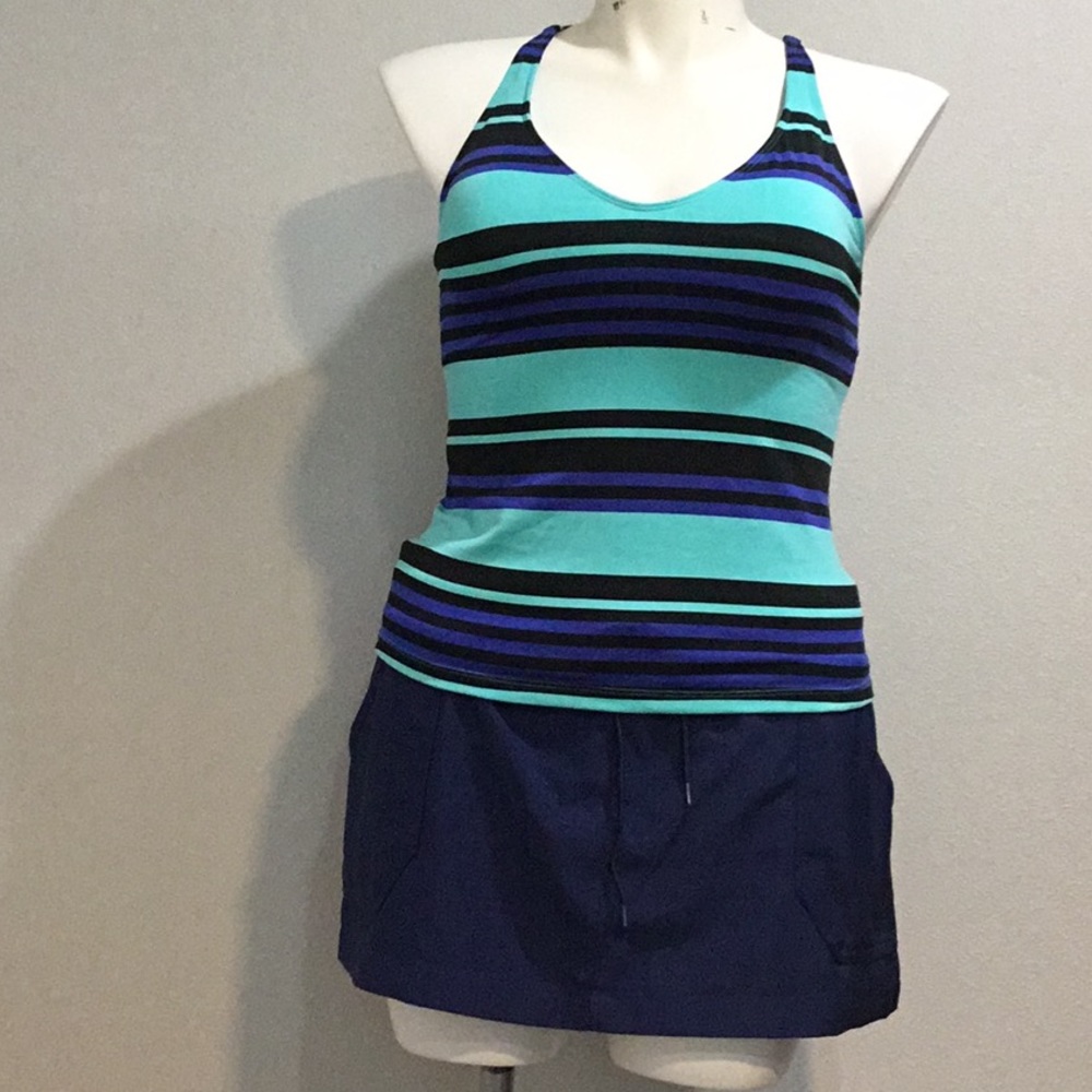 Jag tankini striped/solid blue swimwear. Size L.